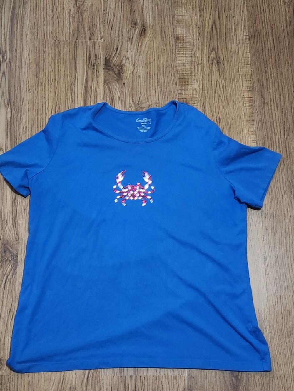 Coral Bay Blue Short Sleeve Tee with Sequin Crab